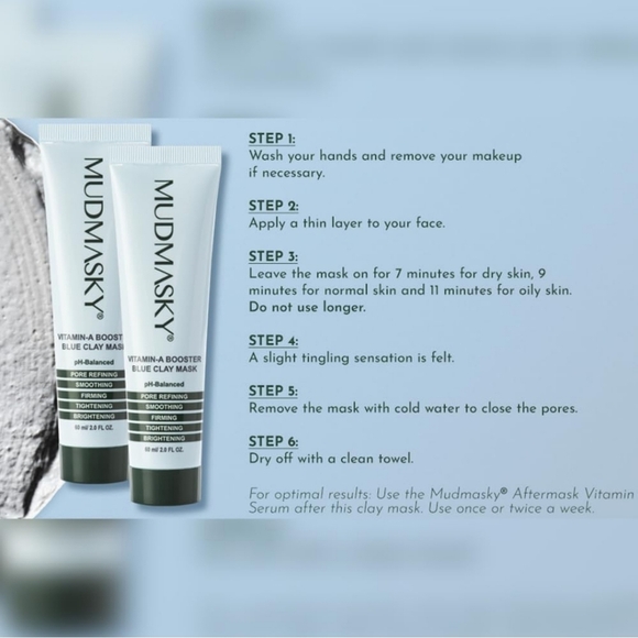 MUDMASKY Vitamin A Booster Blue Clay Mask, Sealed, Brand New - Picture 4 of 5